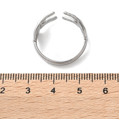 304 Stainless Steel Rock & Roll Hand Gesture Cuff Rings for Women Men RJEW-B118-02P-1
