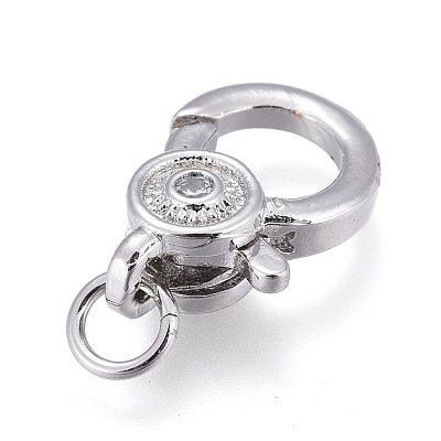 Rack Plating Brass Micro Pave Cubic Zirconia Lobster Claw Clasps ZIRC-M108-07A-P-1
