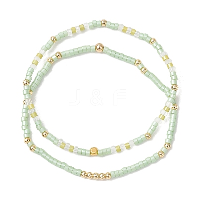 2Pcs Glass Seed Beaded Stretch Bracelets Sets for Women BJEW-MZ00296-03-1
