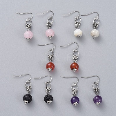 Natural Gemstone Dangle Earrings EJEW-JE03934-1