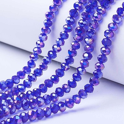 Electroplate Glass Beads Strands X-EGLA-A034-T8mm-B15-1