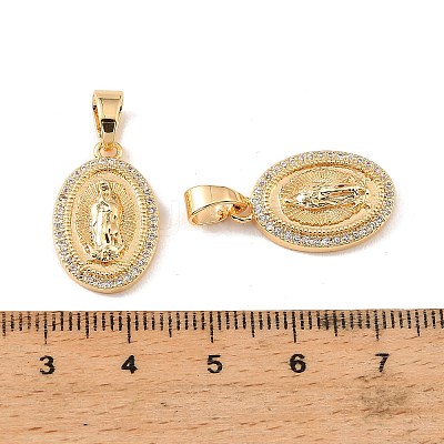 Brass & Clear Cubic Zirconia Pendants KK-G558-08G-1