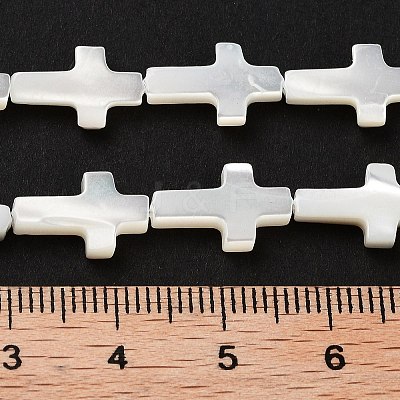 Natural White Mother of Pearl Shell Cross Beads Strands X-SSHEL-F0812C-1