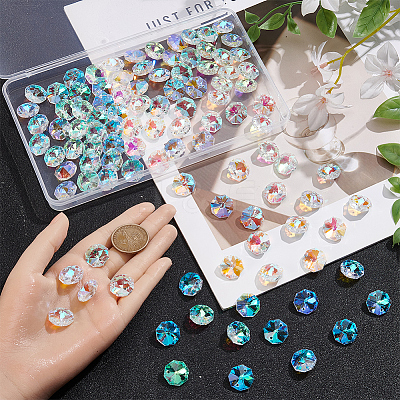 100Pcs Octagon Sew on Glass Rhinestone GLAA-SP0001-82A-01-1