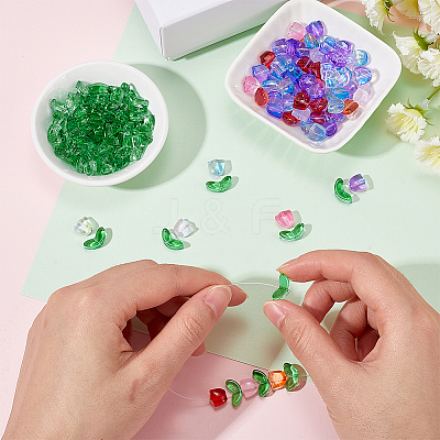 200Pcs 2 Styles Spray Painted Transparent Glass Beads GLAA-SP0001-08-1