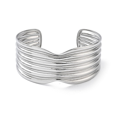 304 Stainless Steel Cuff Bangles for Women BJEW-Z078-26P-1