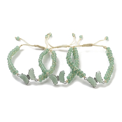 Natural Green Aventurine Braided Round Bead Bracelets BJEW-K251-06G-1