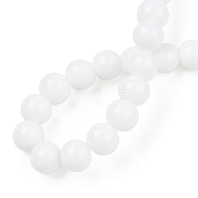 Opaque Solid Color Glass Beads Strands GLAA-T032-P8mm-02-1