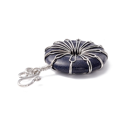 Synthetic Blue Goldstone Big Pendants G-P459-01P-B-1