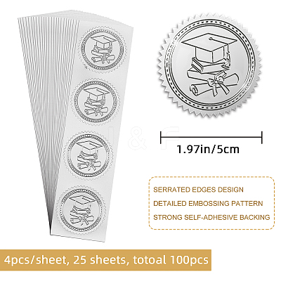 Plastic Silver Foil Embossed Picture Sticker DIY-WH0336-003-1