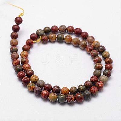 Natural Polychrome Jasper/Picasso Stone/Picasso Jasper Bead Strands G-D840-85-4mm-1