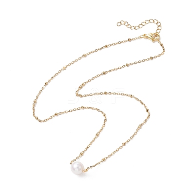 Round Natural Cultured Freshwater Pearl Pendant Necklaces NJEW-JN04966-1