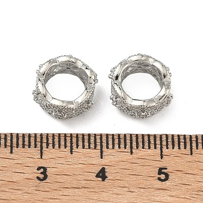 Clover Brass Clear Cubic Zirconia European Beads KK-D228-22P-1