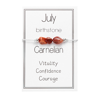 Natural Carnelian Chip Beads Braided Bead Bracelets for Men Women WGC996D-07-1