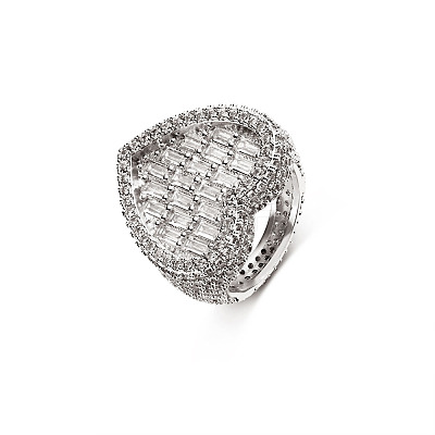 Brass Micro Pave Clear Cubic Zirconia Finger Rings for Women FS-WG571C7-09-1