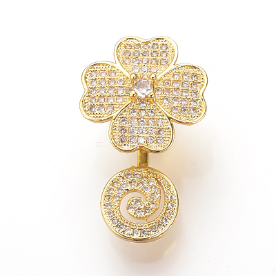 Brass Micro Pave Cubic Zirconia Magnetic Clasps ZIRC-S058-05G-1
