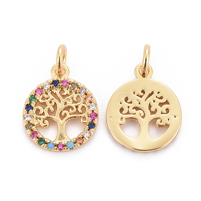 Brass Micro Pave Cubic Zirconia Charms ZIRC-L070-45G-1