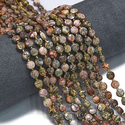 Natural Leopard Skin Jasper Beads Strands G-K389-B17-01-1