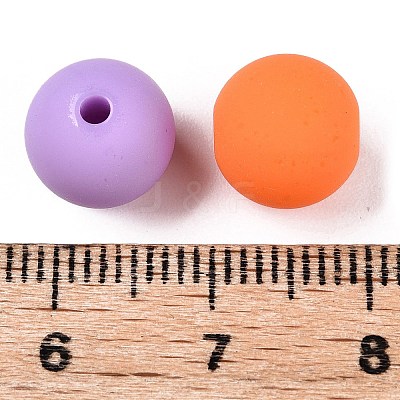 Rubberized Style Imitated Silicone Acrylic Beads MACR-T048-01B-05-1
