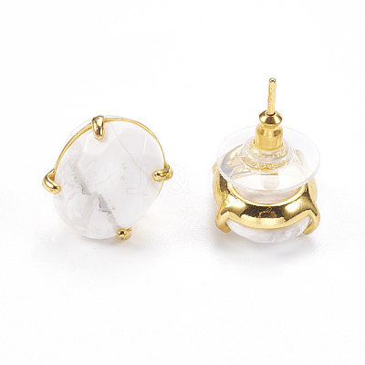 Natural Howlite Stud Earrings EJEW-L196-04C-1