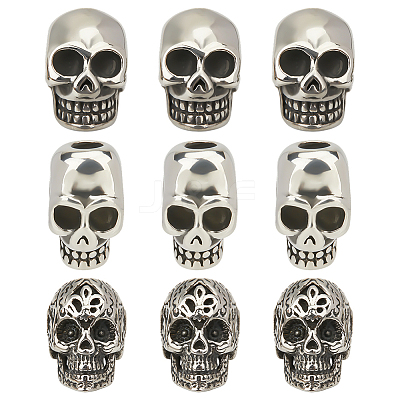 9Pcs 3 Styles 304 Stainless Steel European Beads STAS-ME0002-93-1