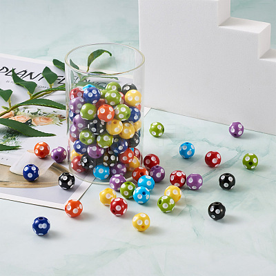 120Pcs 8 Colors Opaque Resin Beads RESI-CW0001-06A-1