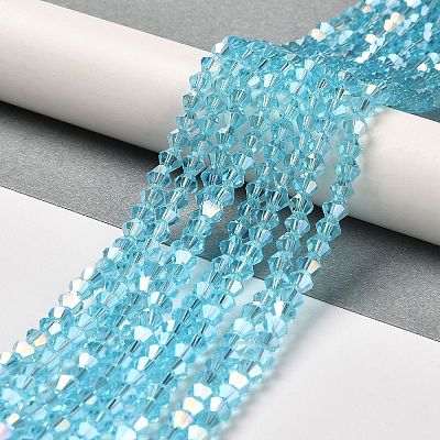 Transparent Electroplate Glass Beads Strands GLAA-F029-4mm-A20-1