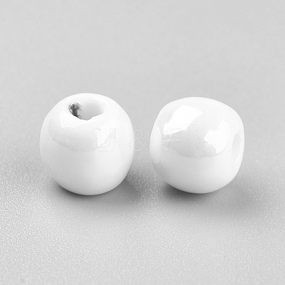 Glazed Porcelain Round Beads X-PORC-D001-8mm-04-1