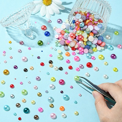1298Pcs 5 Styles ABS Plastic Imitation Pearl Cabochons SACR-YW0001-66-1