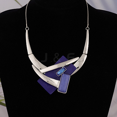 Rectangle Alloy Acrylic Pendant Necklaces & Stud Dangle Earrings Sets for Women WGBF392-01-1