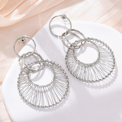 Alloy & Iron Dangle Stud Earrings EJEW-M075-06P-1