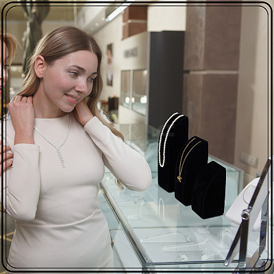 3Pcs 3 Sizes Vertical MDF Wood Covered with Velvet Necklace Display Stands NDIS-WH0023-001A-1