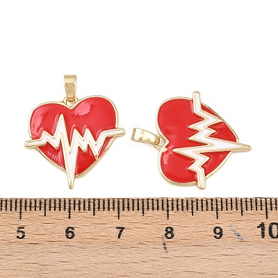 Brass Enamel Pendants KK-C248-13G-1