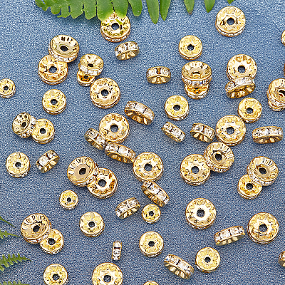 150Pcs 3 Style Brass Grade A Rhinestone Spacer Beads RB-NB0001-20-NF-1