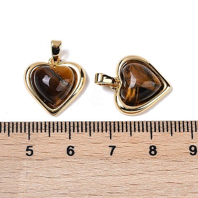 Brass with Tiger-Eye Pendants KK-Q030-19G-1