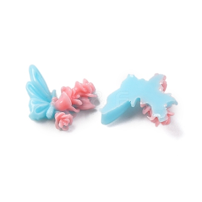 Butterfly with Flower Opaque Resin Cabochons FIND-L019-05-1