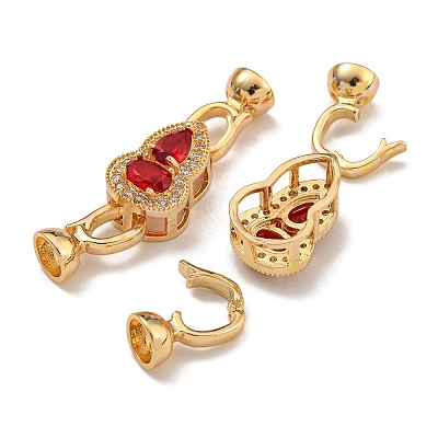 Brass Micro Pave Clear Cubic Zirconia Fold Over Clasps KK-U037-13G-1