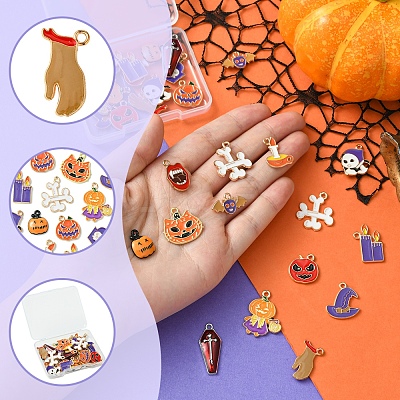 30Pcs 15 Styles Alloy Enamel Pendants ENAM-FS0001-90-1