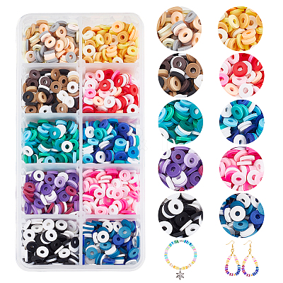 2500Pcs 10 Colors Handmade Polymer Clay Beads Strands CLAY-AR0001-24B-1
