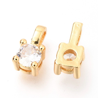 Brass Micro Pave Clear Cubic Zirconia Charms ZIRC-O036-19G-1