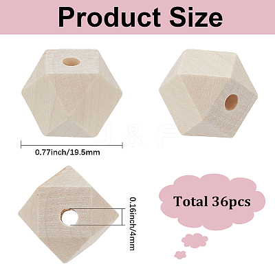 36Pcs Wood Beads WOOD-SP0001-51A-1