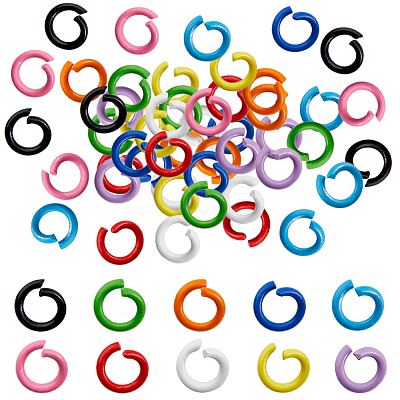 400Pcs 10 Colors Baking Paint Zinc Alloy Open Jump Rings FIND-SC0005-47-1