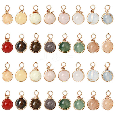 32Pcs 16 Styles Natural & Synthetic Gemstone Pendants PALLOY-SW00089-1