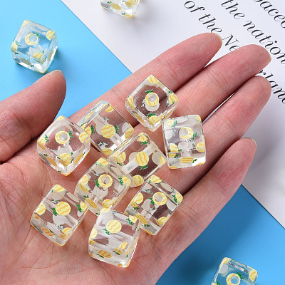 Transparent Printed Acrylic Beads MACR-S374-08A-01-1
