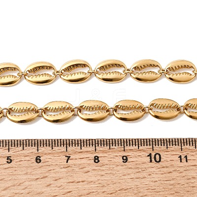Ocean Beach 304 Stainless Steel Shell Shape Link Chain Necklaces for Women STAS-H258-01G-1