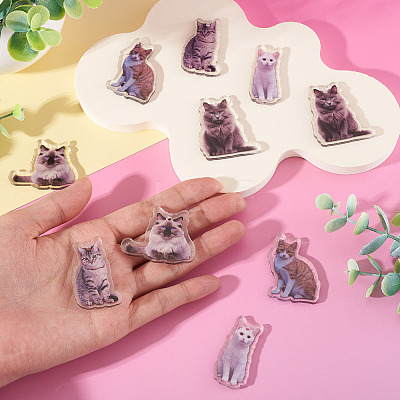 10Pcs 5 Styles Printed Acrylic Pendants OACR-TA0004-13-1
