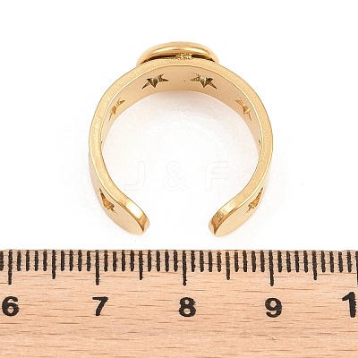 Hollow Star 304 Stainless Steel Open Cuff Ring Components STAS-F366-07A-G-1