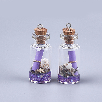 Glass Wishing Bottle Pendant Decorations X-GLAA-S181-02A-1