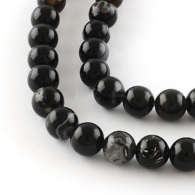 Natural Black Onyx Round Bead Strands G-R198-4mm-1