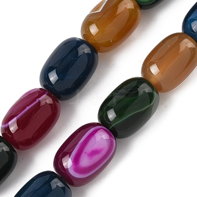 Natural Banded Agate/Striped Agate(Dyed & Heated) Beads Strands G-H324-01E-1